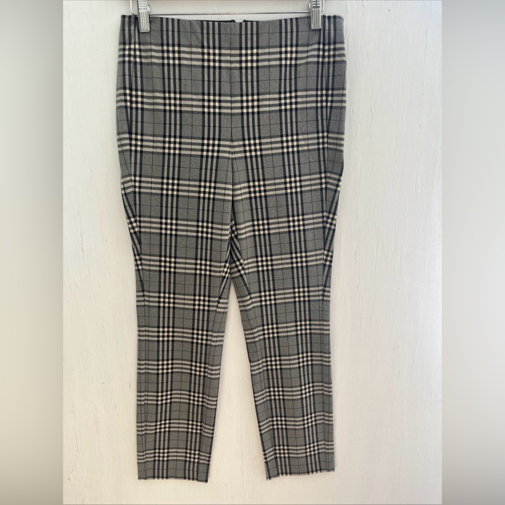 RAG & BONE Simone Plaid Skinny Pants Cropped Black/Beige Stretch Size 8